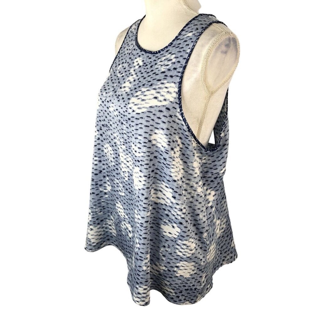 Lou & Grey Womens Sleeveless Top Size Large Blue Textured Open Tie Back - Picture 5 of 15